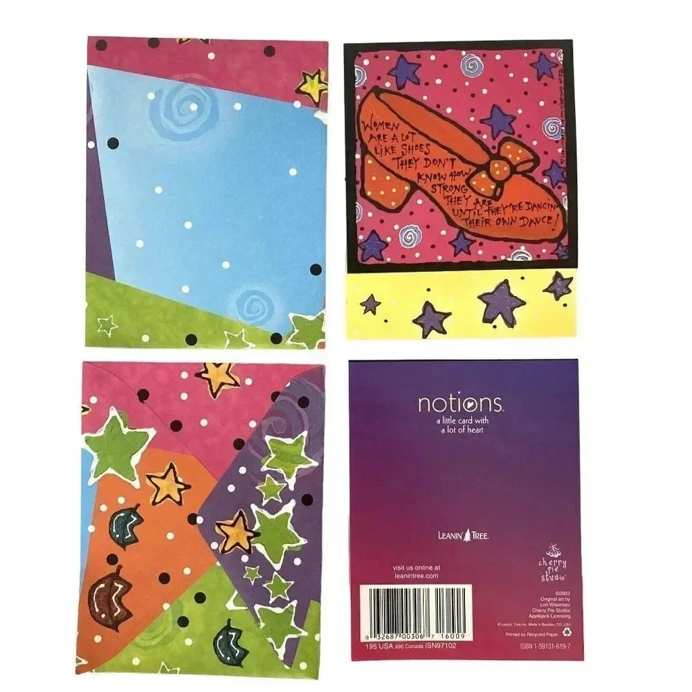 VTG 6/pk BLANK‎  Greeting Cards Shoes Stars Funny Leanin' Tree Lori Wiseman